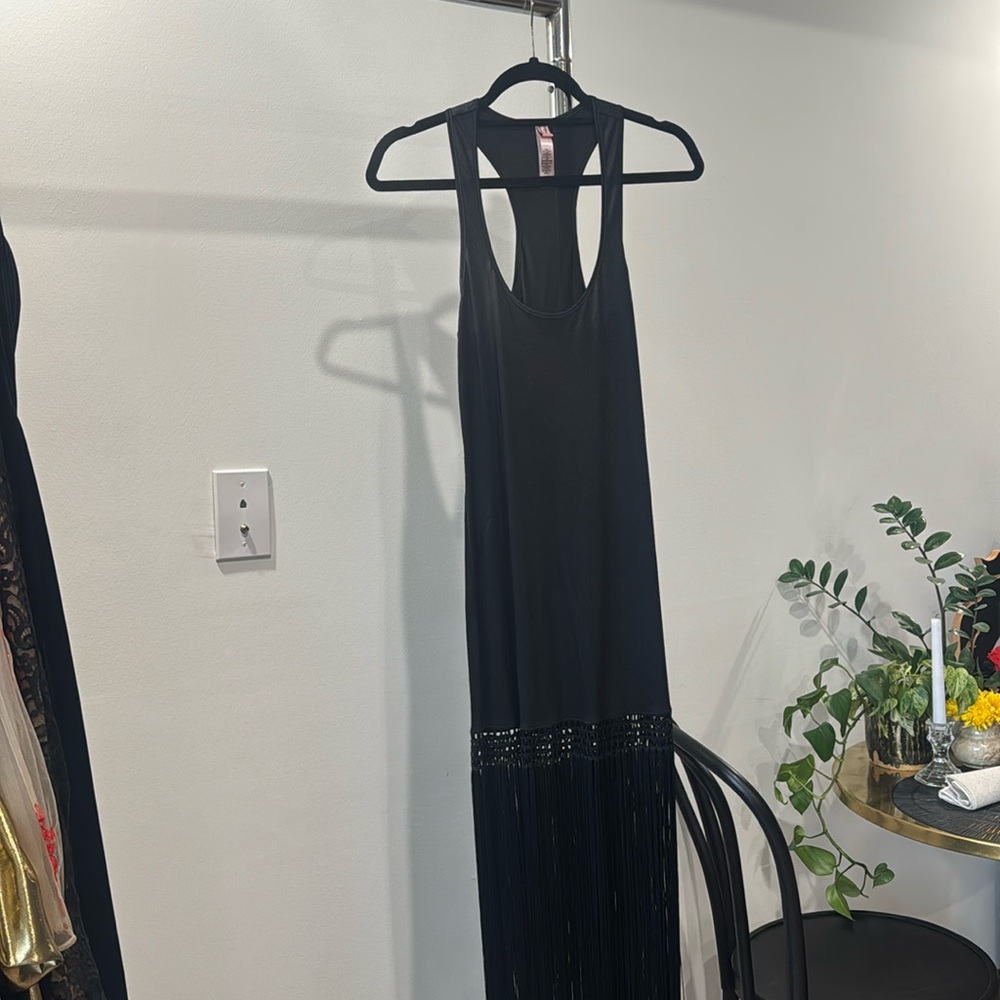 Agent Provocateur black size 3 bodycon fringe tank dress